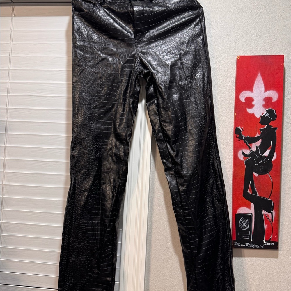 Forever 21 Black Crocodile Texture Pants
